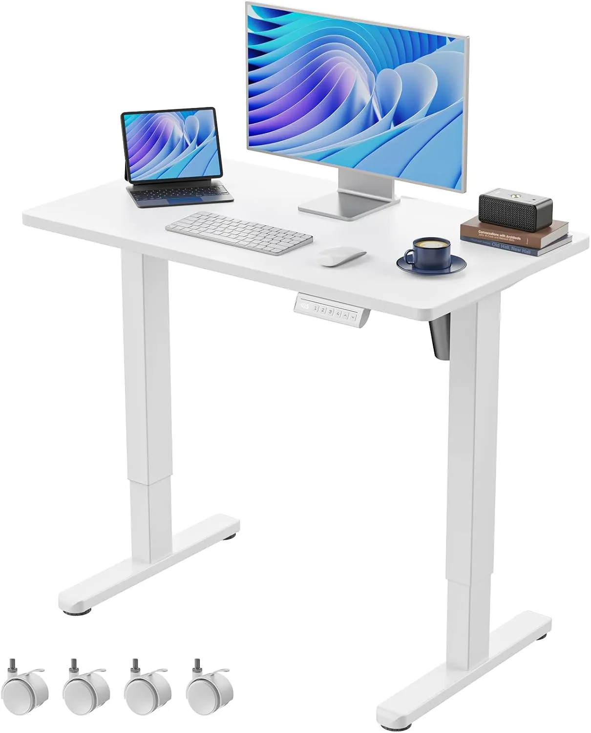 HUANUO compact standing desk sized for a small workspace