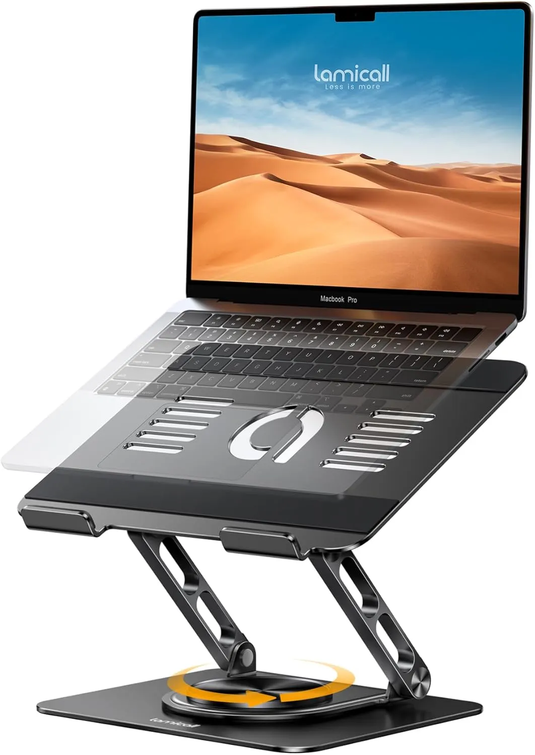 Lamicall adjustable laptop stand holding a laptop